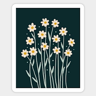 Simple daisies - dark green Magnet